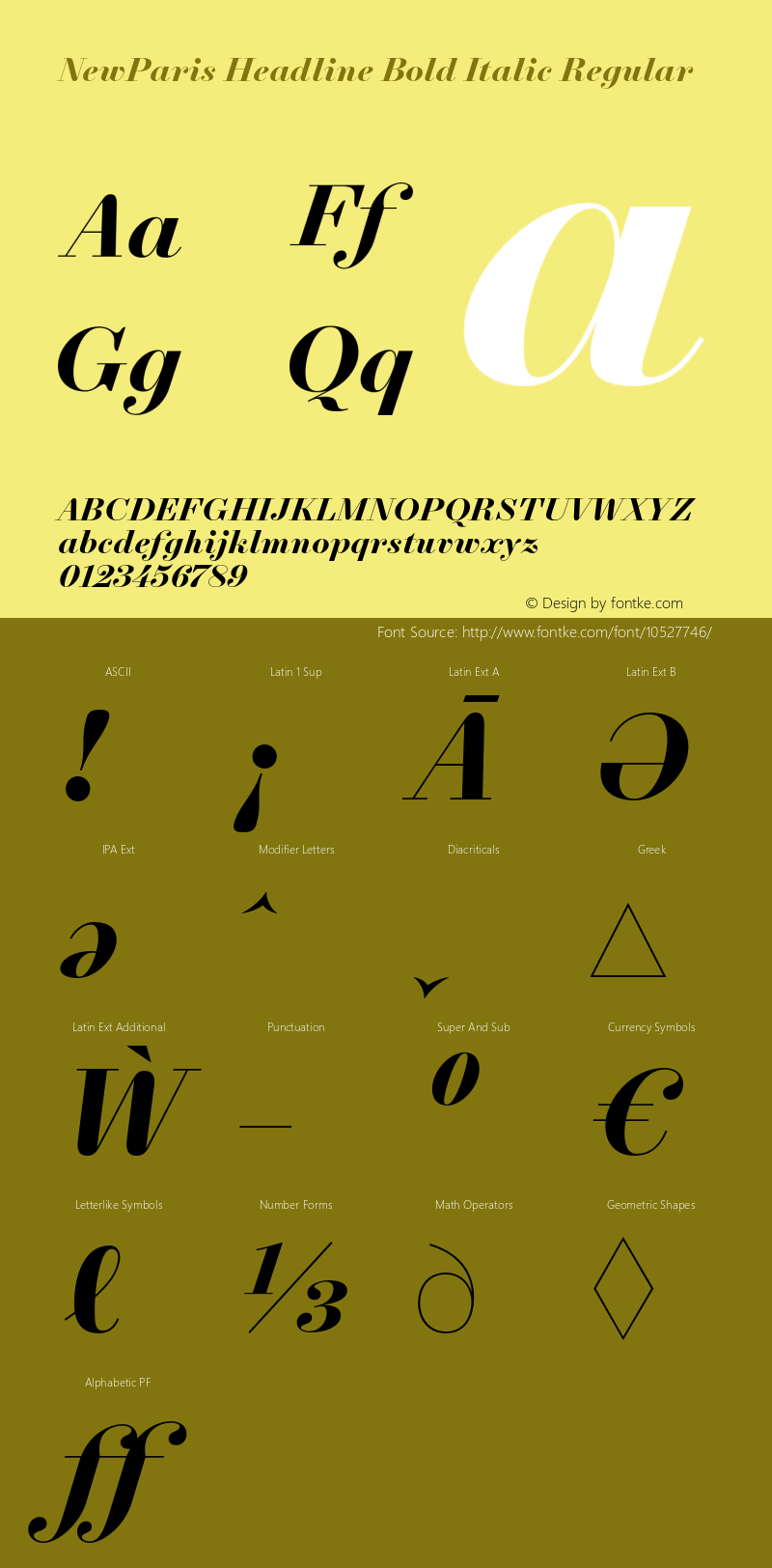 NewParis Headline Bold Italic Regular Version 2.001 Font Sample