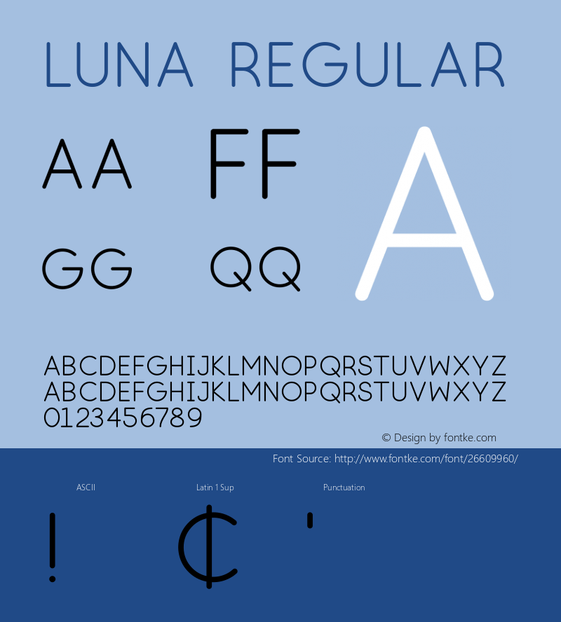 Luna Regular Version 01.00 Font Sample