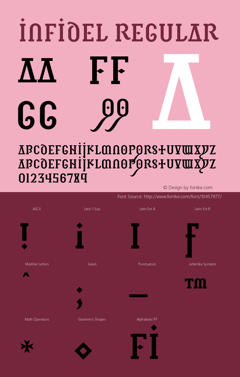 Infidel Regular Macromedia Fontographer 4.1 Font Sample