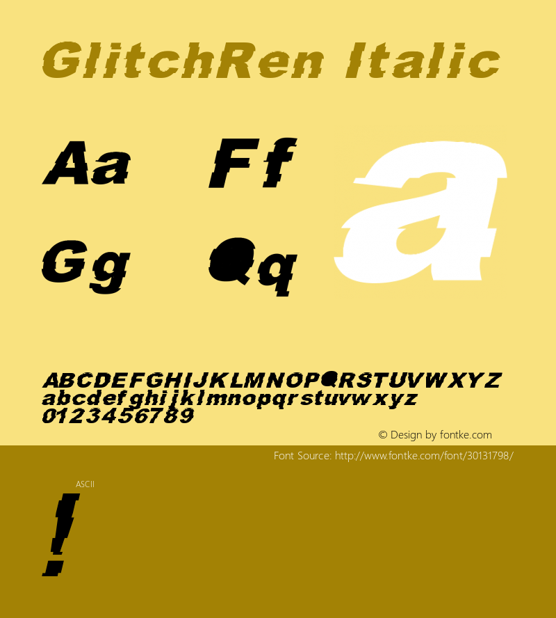 GlitchRen Italic Version 1.001;Fontself Maker 1.1.1 Font Sample