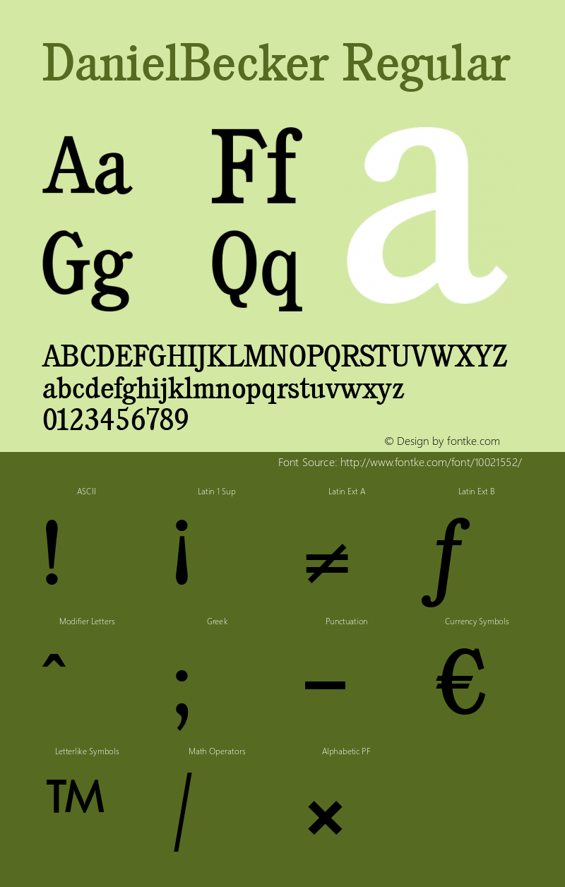 DanielBecker Regular 001.000 Font Sample