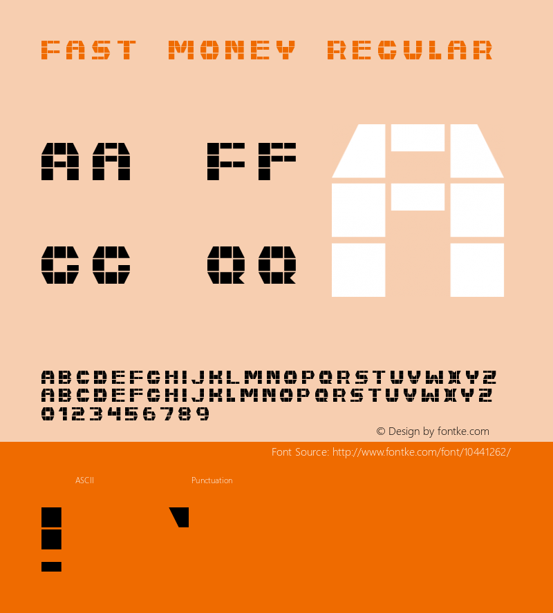 Fast Money Regular Version 1.0 Font Sample
