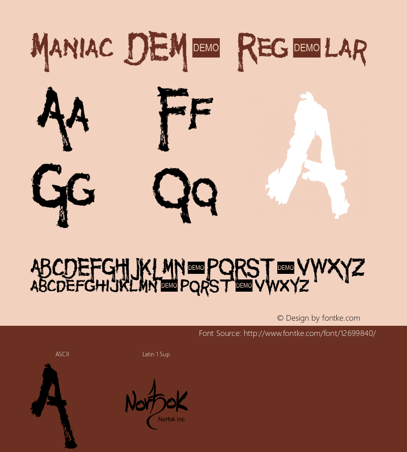 Maniac DEMO Regular 1.2  Demo Font Sample