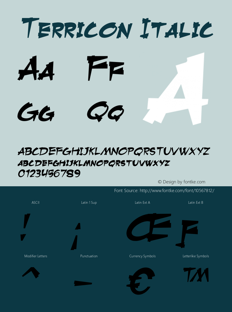 Terricon Italic Version 1.000 Font Sample