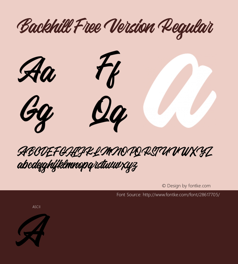 Backhill Free Version Version 1.000 Font Sample