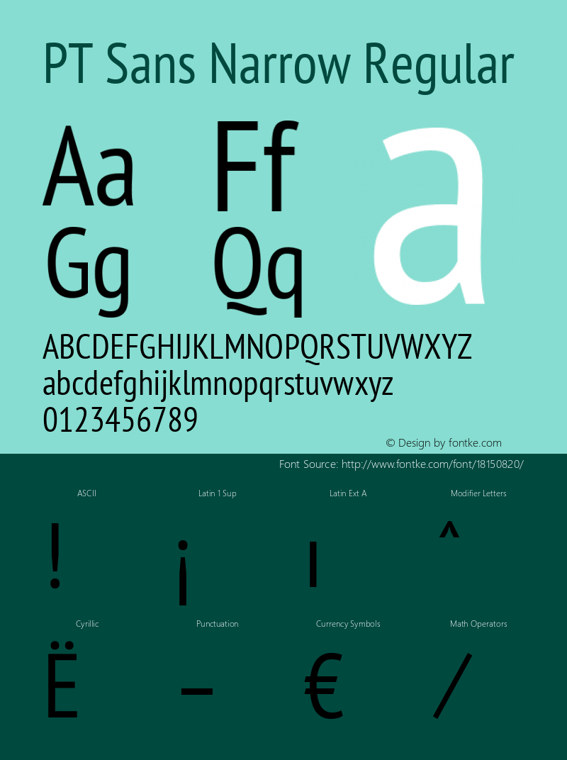 PT Sans Narrow Regular Version 2.003W OFL Font Sample