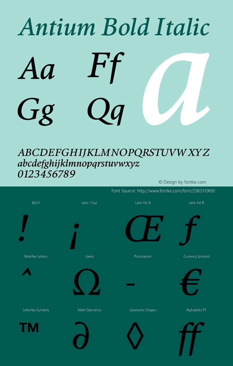 Antium Bold Italic Version 2.001图片样张