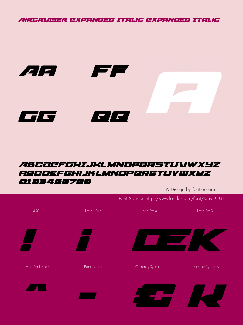 Aircruiser Expanded Italic Expanded Italic 001.100 Font Sample