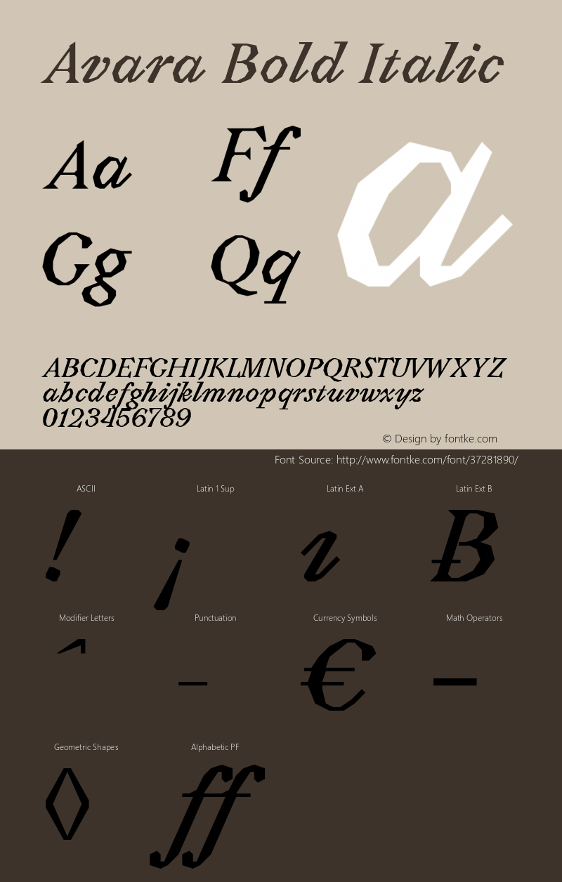 Avara Bold Italic Italic Version 1.000;PS 1.0;hotconv 1.0.88;makeotf.lib2.5.647800 Font Sample