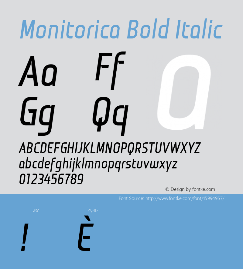 Monitorica Bold Italic 1.2; CC 4.0 BY-ND; ttfautohint (v1.4.1) Font Sample