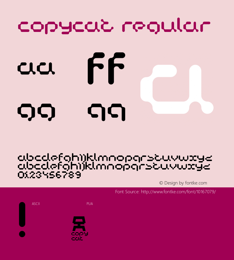 Copycat Regular 1999; 1.1 Font Sample