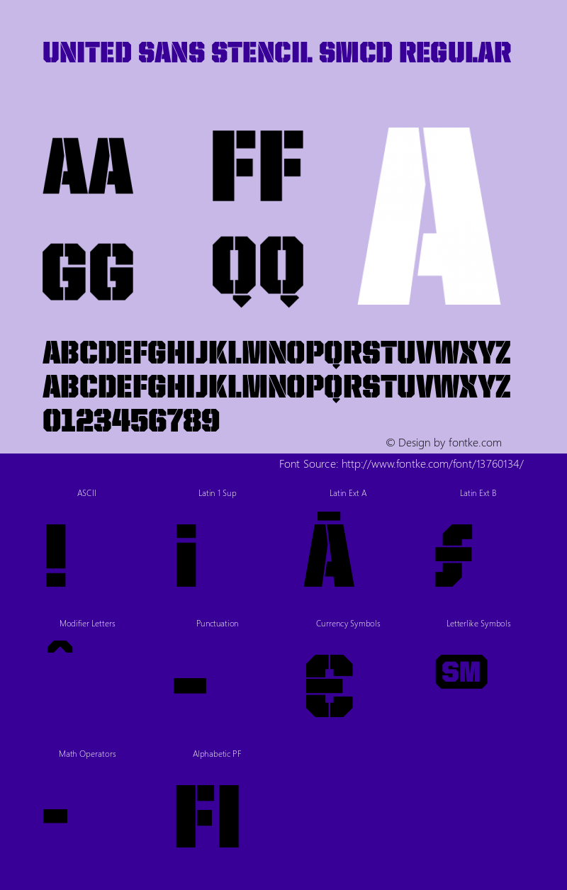 United Sans Stencil SmCd Regular Version 001.002 Font Sample