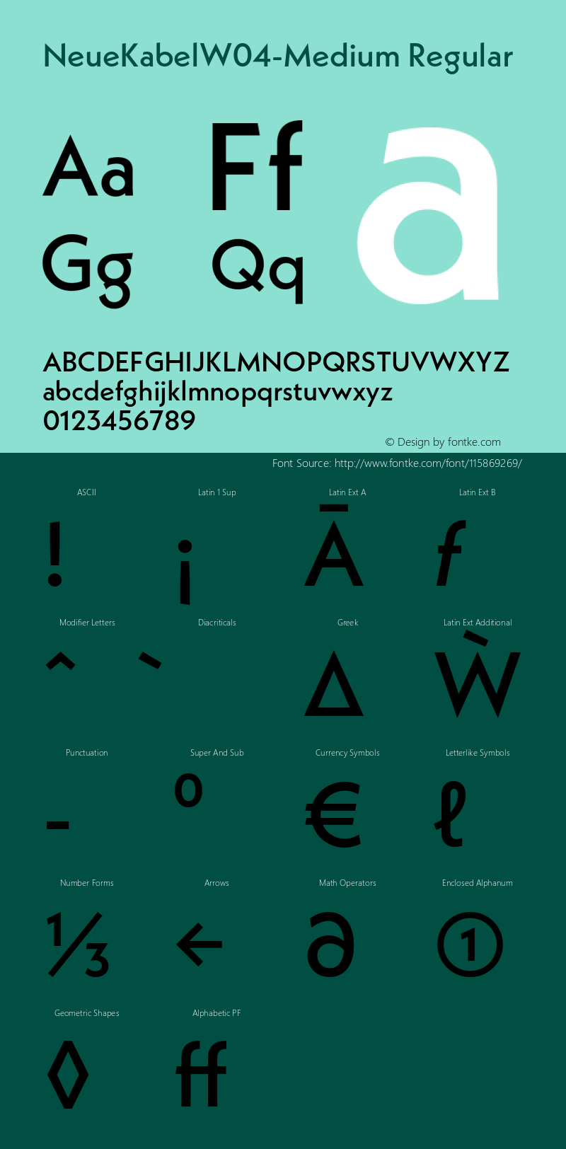 Neue Kabel W04 Medium Version 1.00 Font Sample