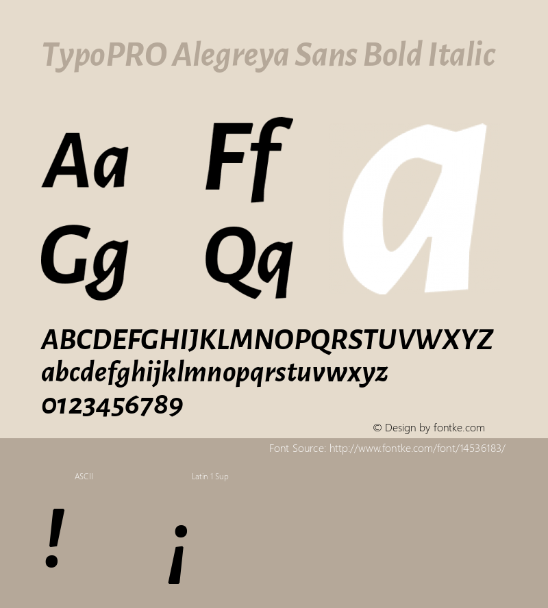 TypoPRO Alegreya Sans Bold Italic Version 1.000;PS 001.000;hotconv 1.0.70;makeotf.lib2.5.58329 DEVELOPMENT Font Sample