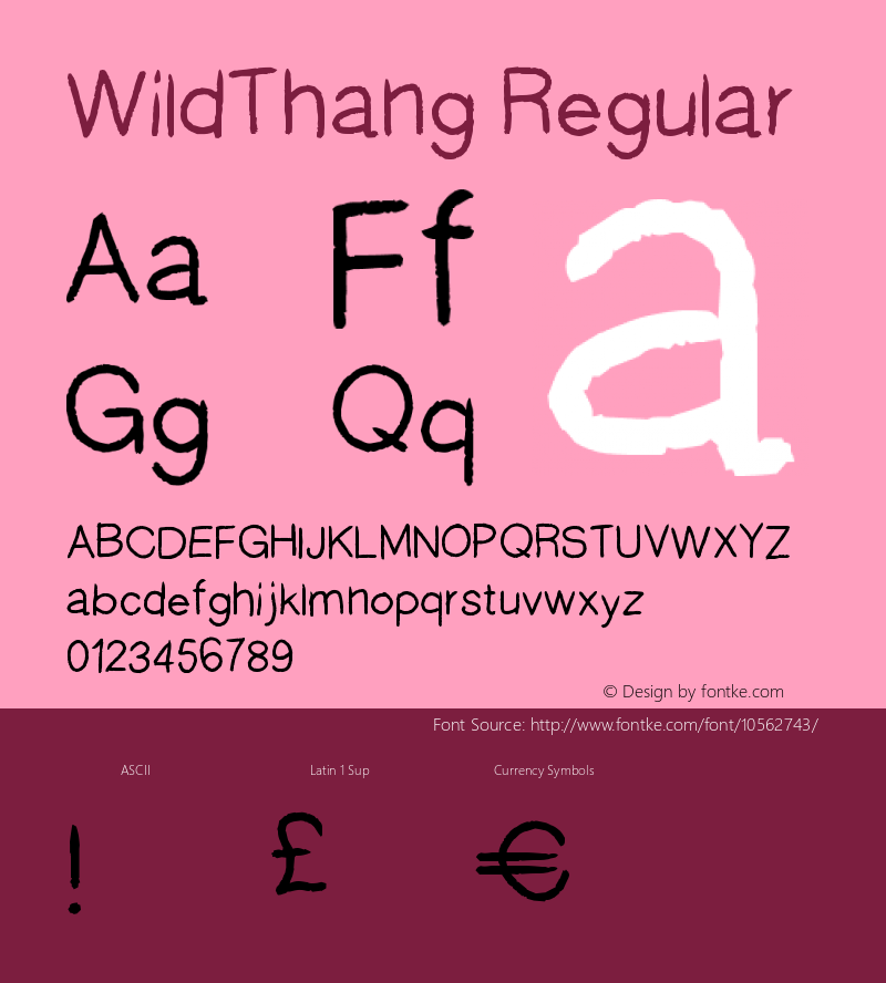 WildThang Regular Version 1.00 June 9, 2014, initial release Font Sample