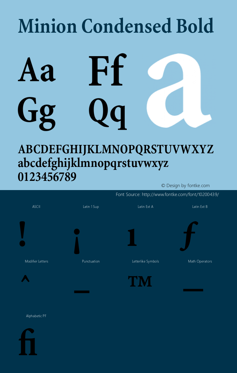 Minion Condensed Bold 001.000 Font Sample