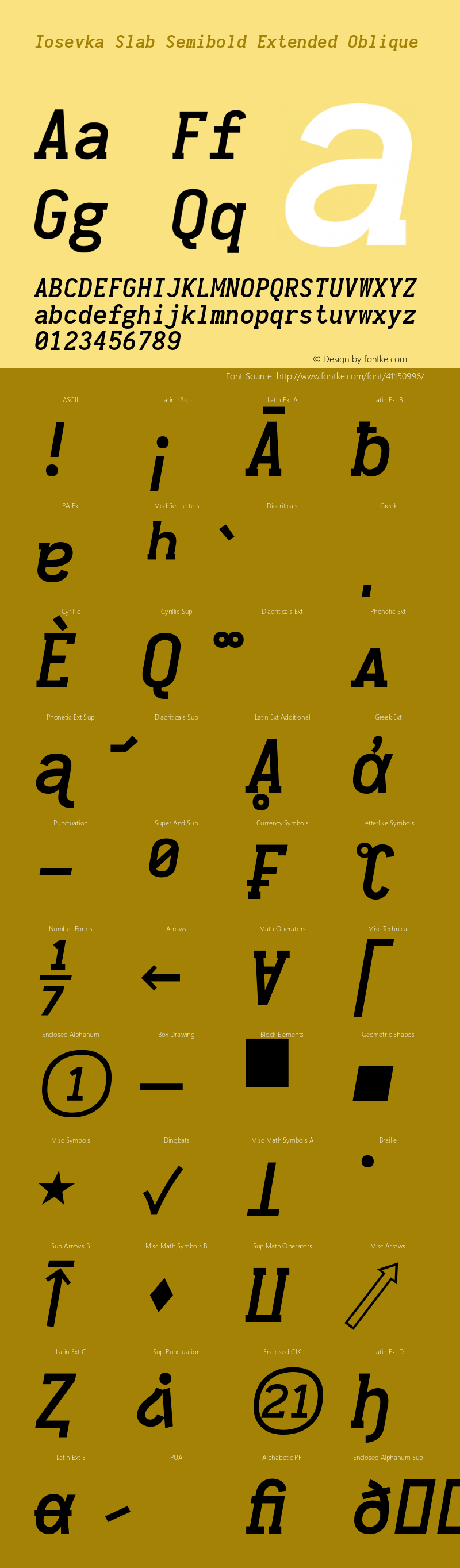 Iosevka Slab Semibold Extended Oblique 2.3.1 Font Sample