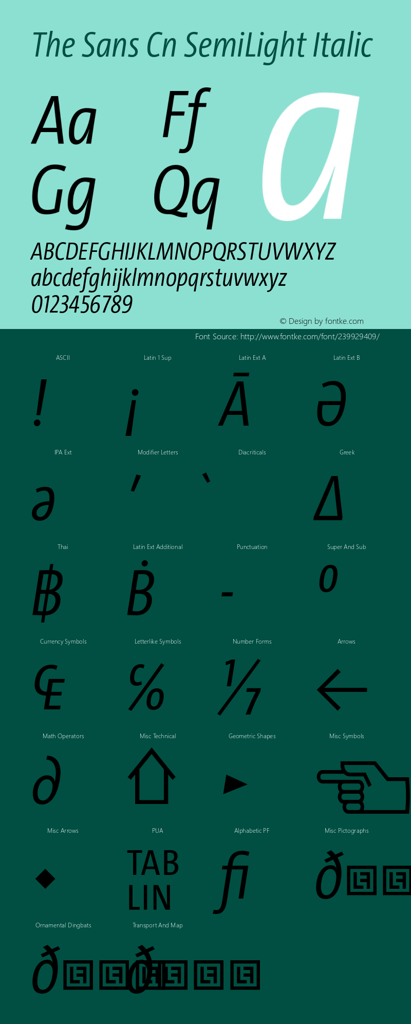 The Sans Cn SemiLight Italic Version 4.025图片样张