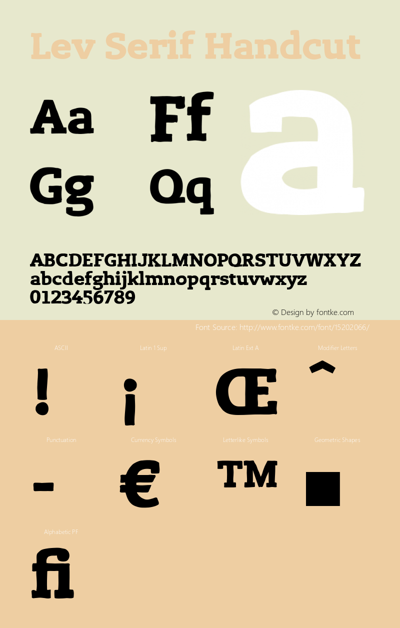 Lev Serif Handcut Version 1.001 Font Sample