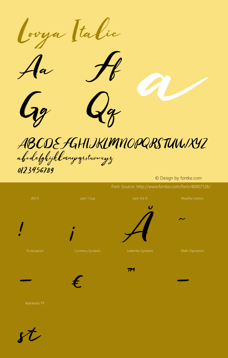 Lovya Italic Version 1.000 Font Sample