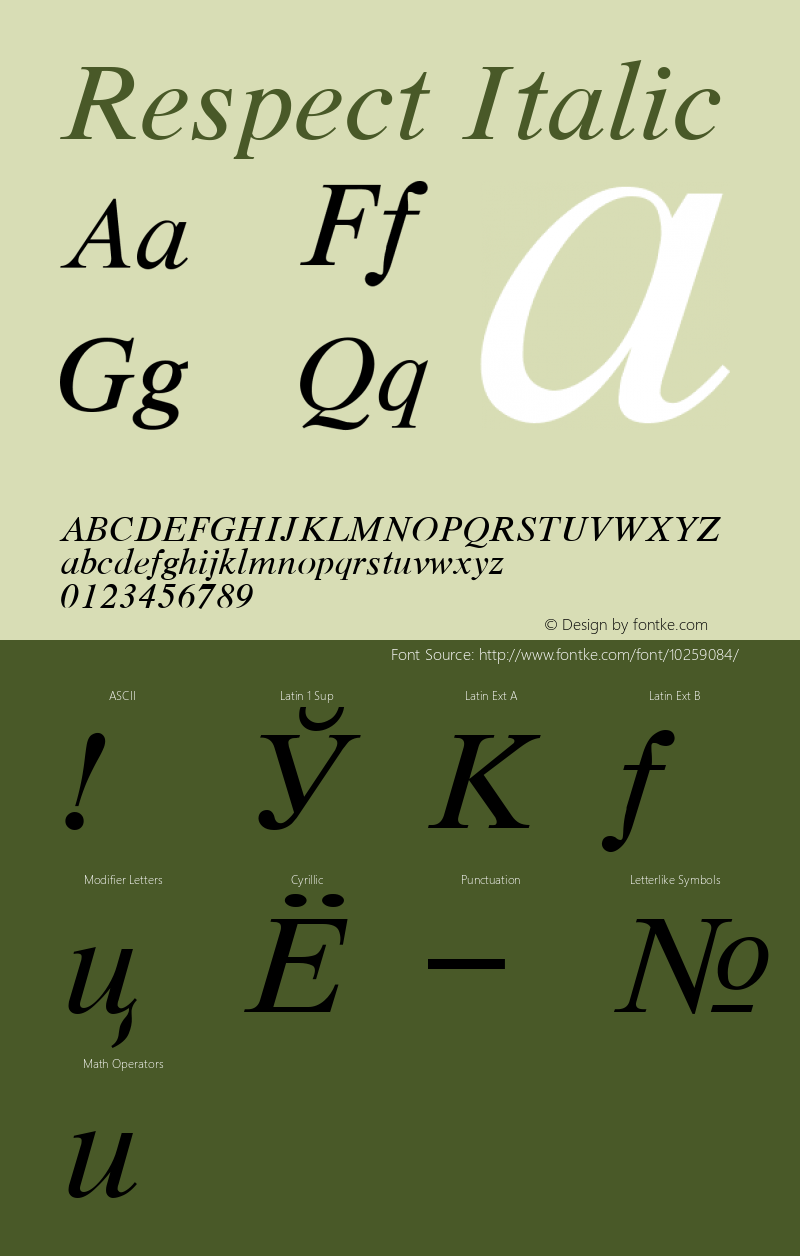 Respect Italic 001.001 Font Sample