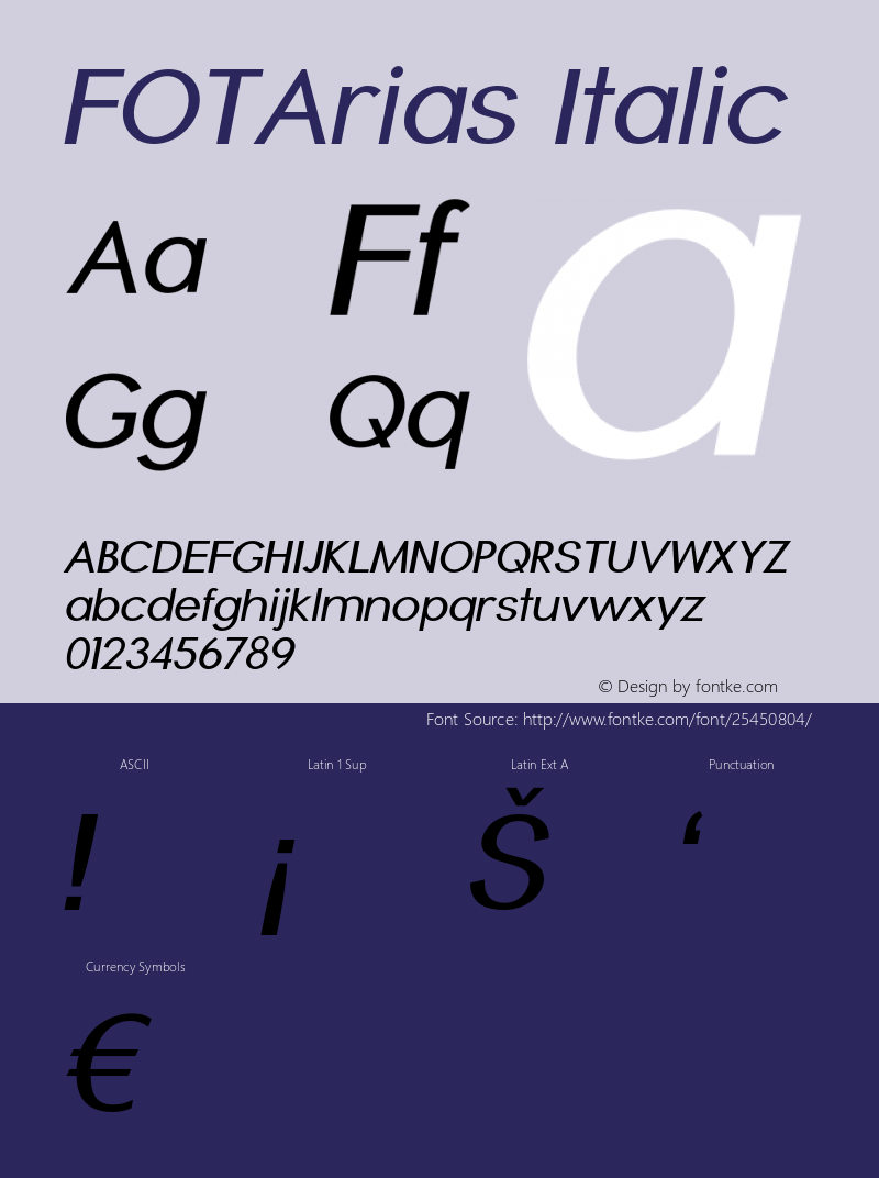 FOTArias-Italic Version 1.000 Font Sample