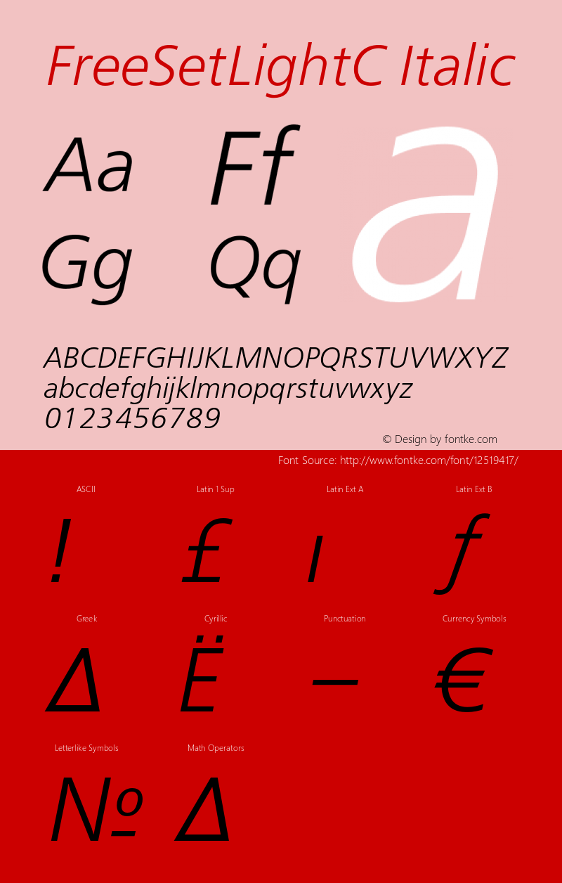 FreeSetLightC Italic OTF 1.0;PS 001.000;Core 116;AOCW 1.0 161 Font Sample