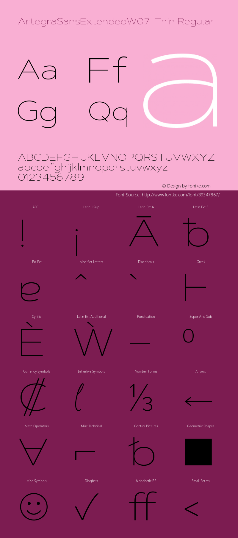 Artegra Sans Extended W07 Thin Version 1.004 Font Sample