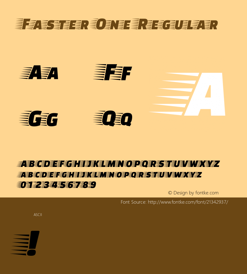 FasterOne Version 1.0 Font Sample