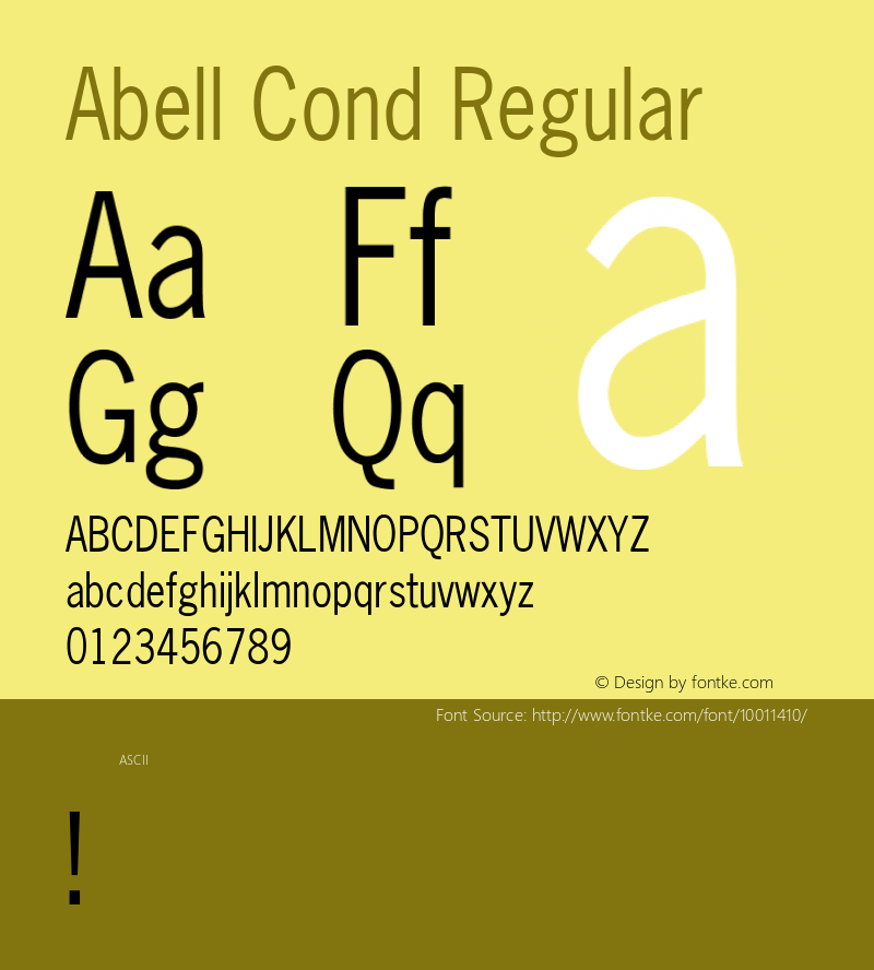 Abell Cond Regular Unknown Font Sample