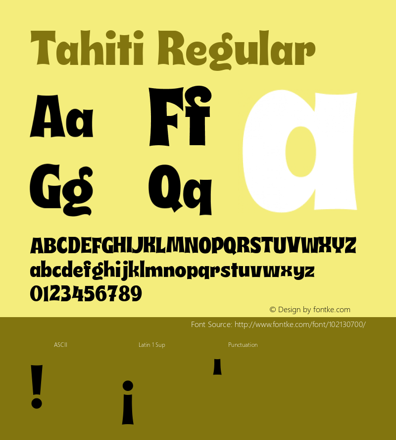 Tahiti Version 1.00;May 2, 2020;FontCreator 12.0.0.2555 64-bit Font Sample