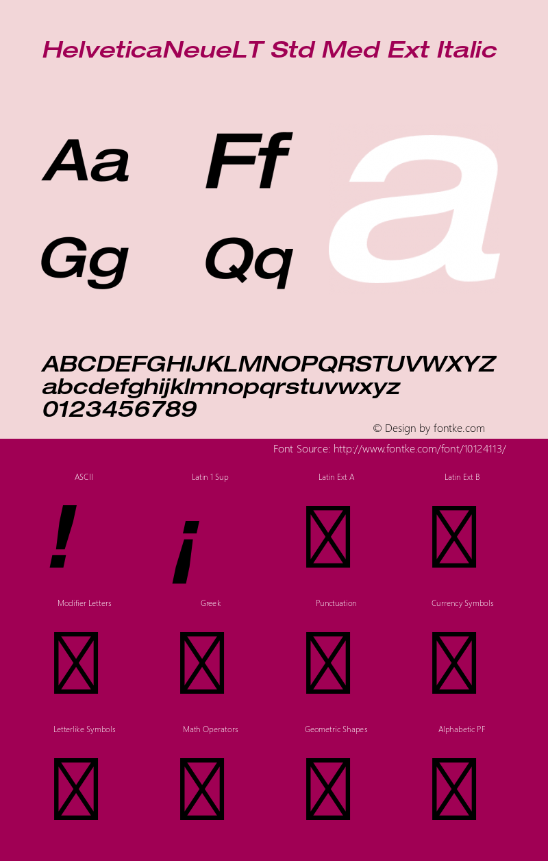 HelveticaNeueLT Std Med Ext Italic OTF 1.029;PS 001.000;Core 1.0.33;makeotf.lib1.4.1585 Font Sample