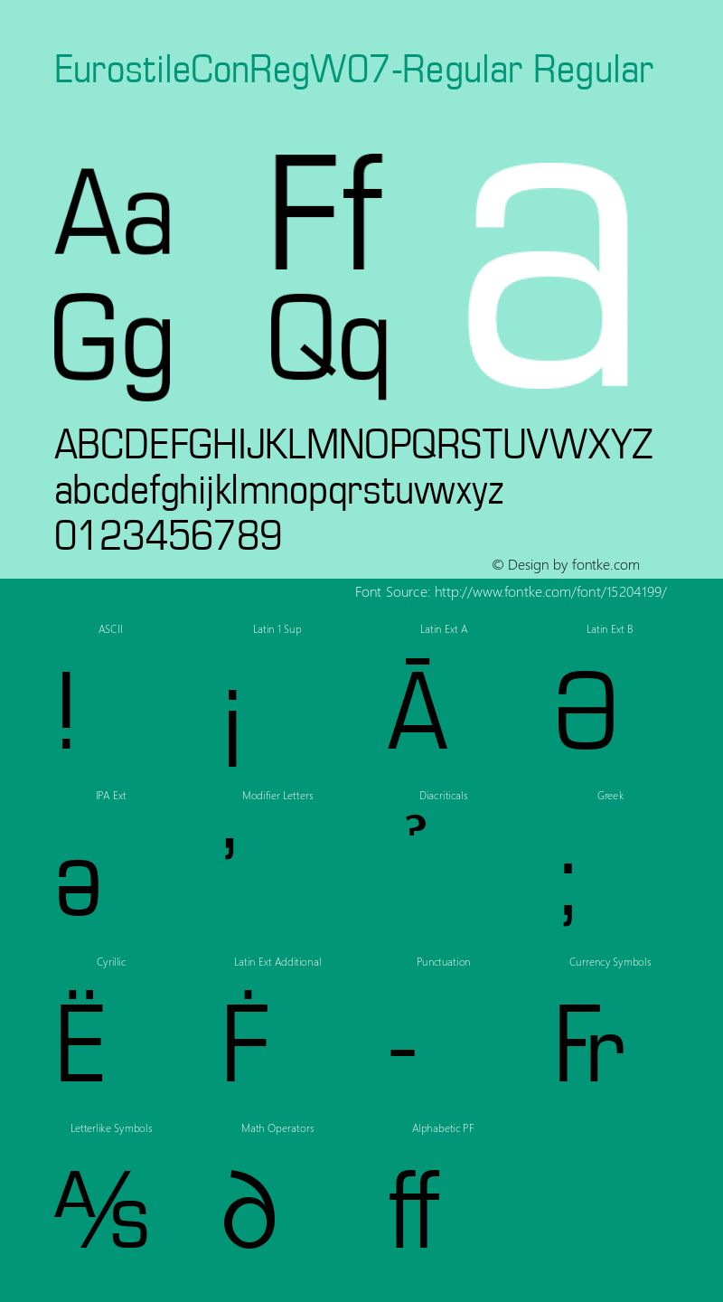 EurostileConRegW07-Regular Regular Version 1.10 Font Sample