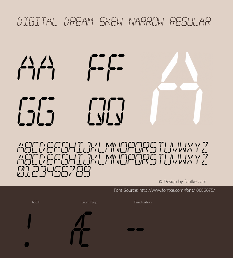 Digital dream Skew Narrow Regular www.pizzadude.dk Font Sample