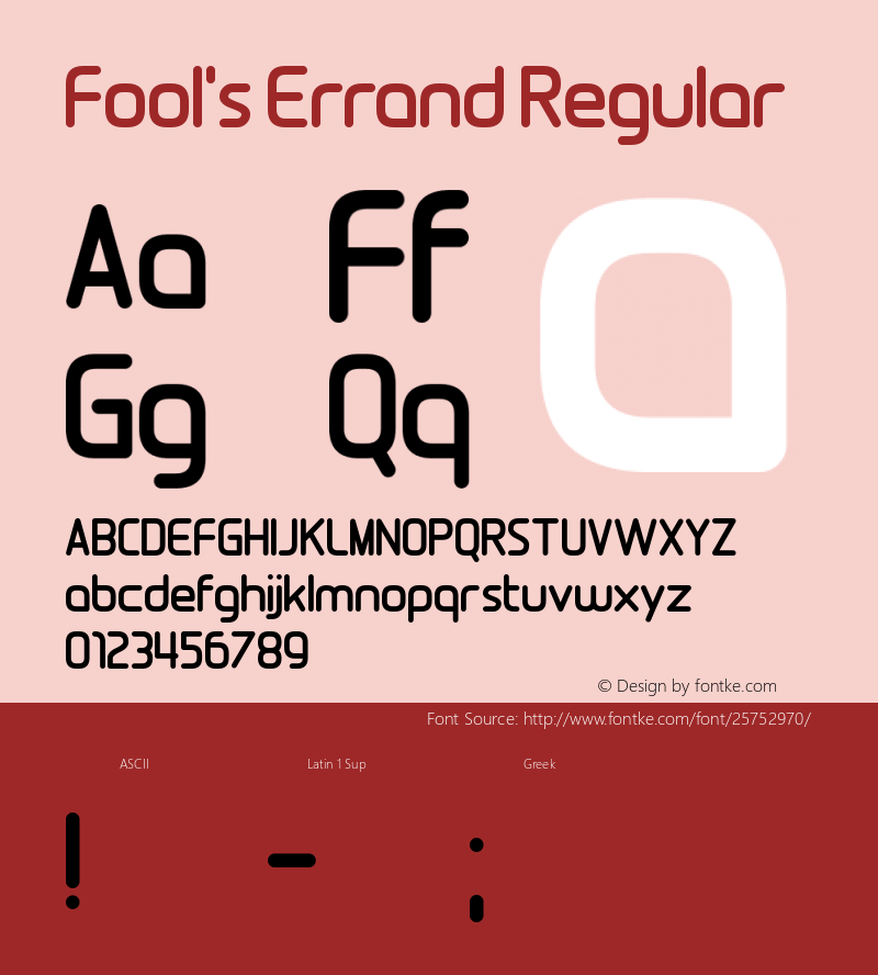 Fool's Errand Version 1.00;April 30, 2018;FontCreator 11.5.0.2427 64-bit Font Sample