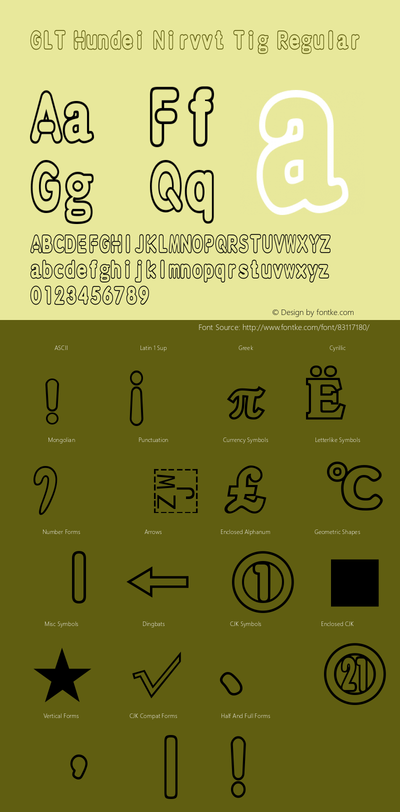 GLT Hundei Nirvvt Tig Version 0.914;hotconv 1.0.115;makeotfexe 2.5.65600 Font Sample