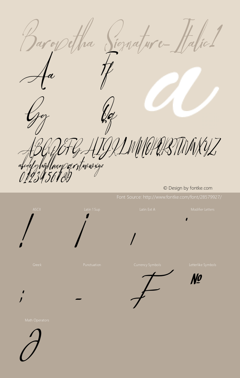 Baropetha Signature_Italic1 Version 1.00;February 15, 2019;FontCreator 11.5.0.2430 64-bit Font Sample