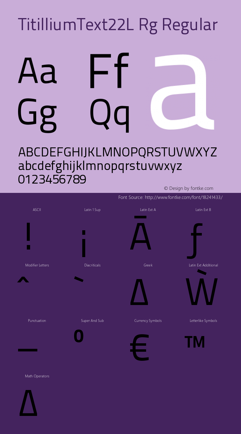 TitilliumText22L Rg Regular 1.000 Font Sample