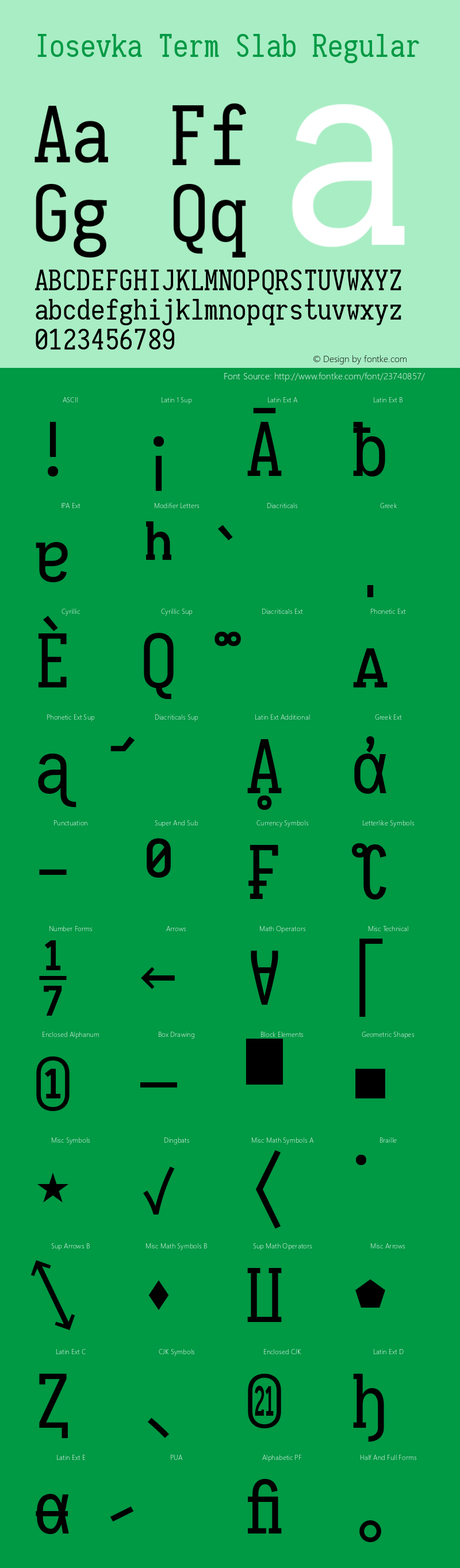 Iosevka Term Slab 1.13.3; ttfautohint (v1.6) Font Sample