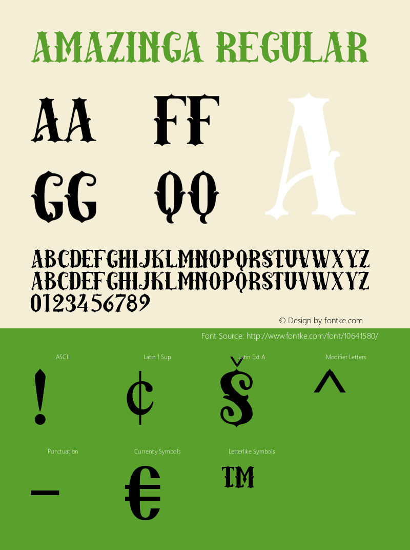 AMAZINGA Regular Version 1.000 Font Sample