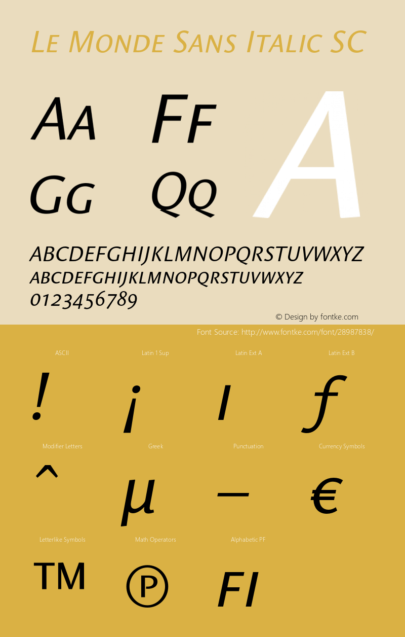 LeMondeSans-ItalicSC 001.000 Font Sample