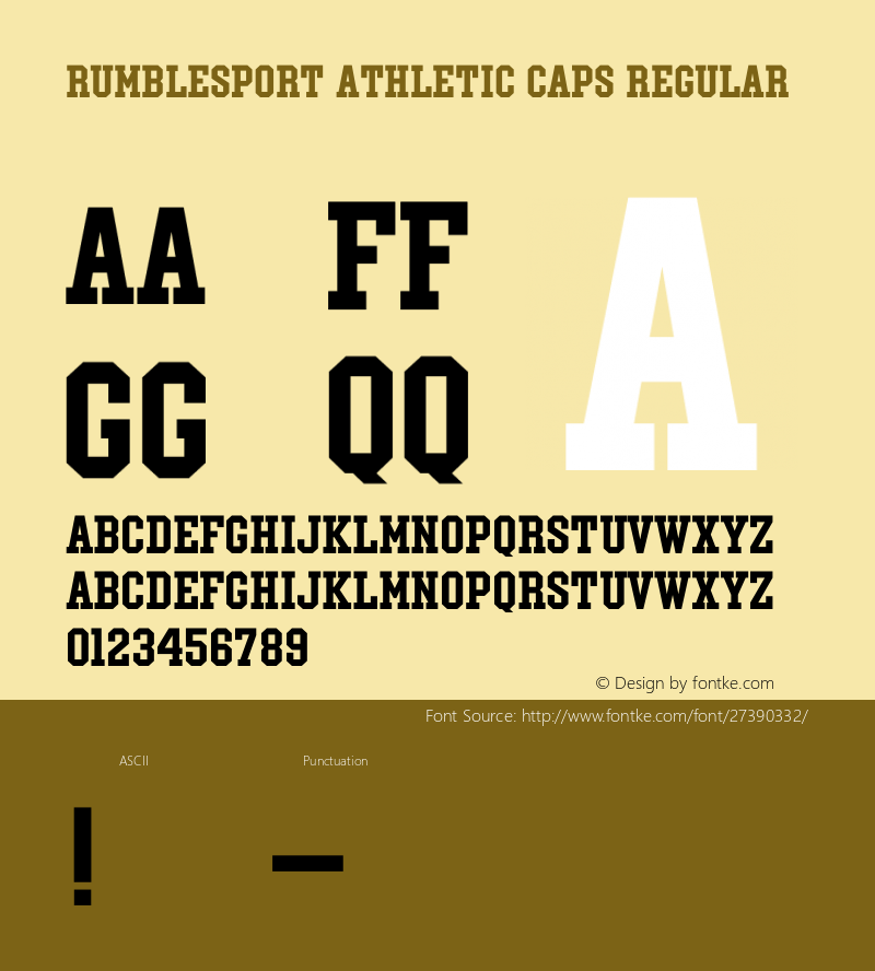 RumblesportAthleticCaps-Bold Version 1.000 Font Sample