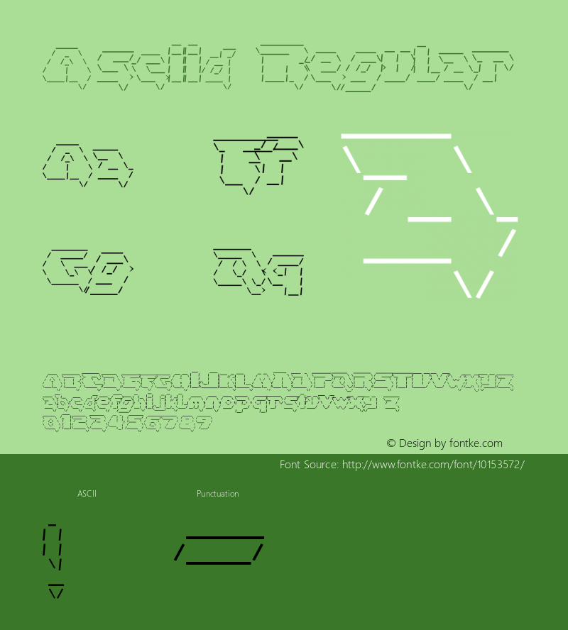 Asciid Regular (c) 2003 xero harrison Font Sample