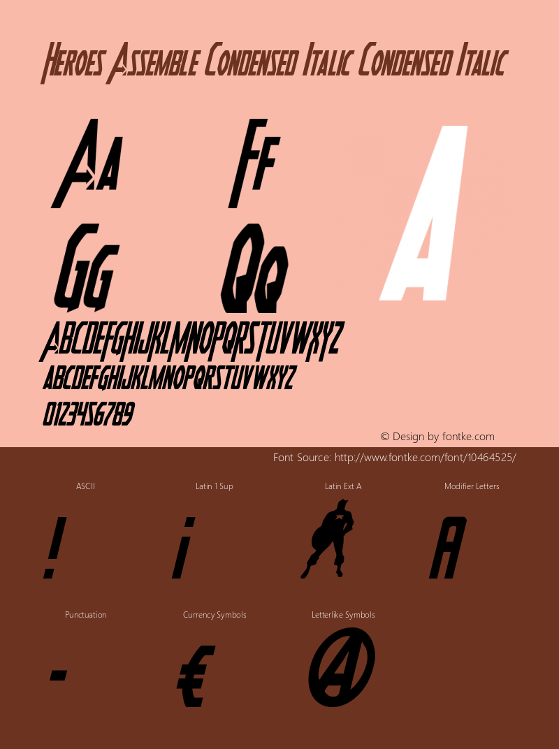 Heroes Assemble Condensed Italic Condensed Italic 001.000 Font Sample