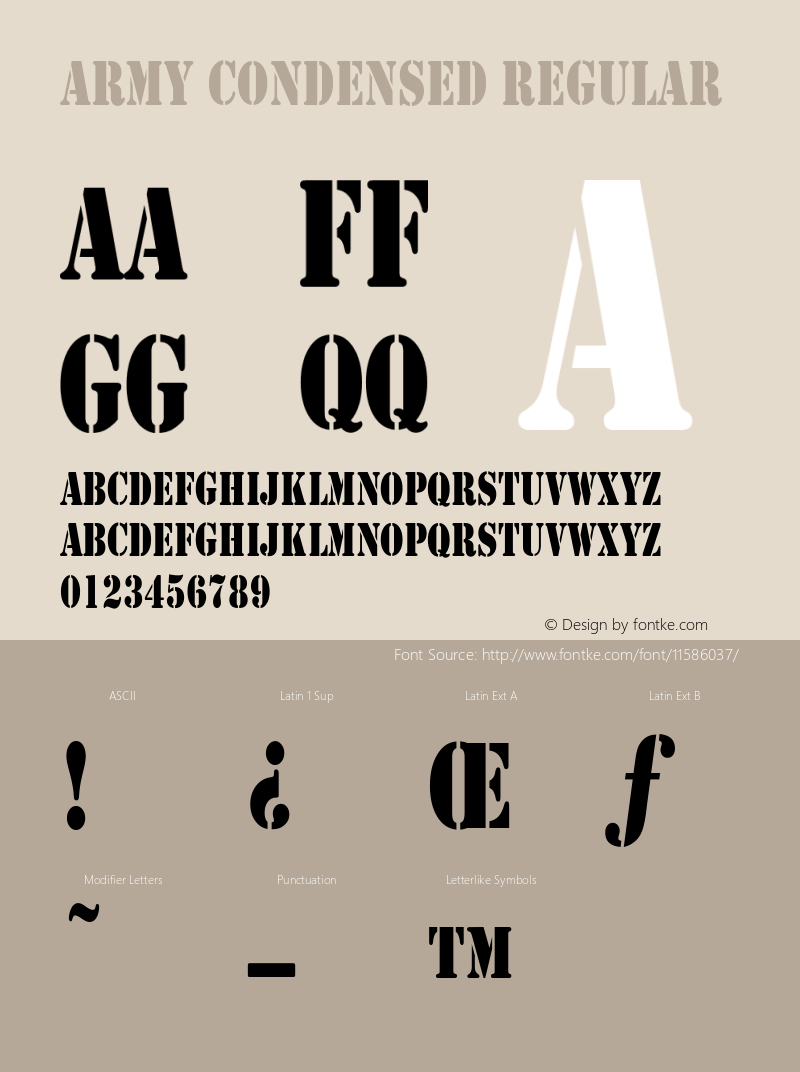 Army Condensed Regular Converted from C:\ALLTYPE\ARMY1602.TF1 by ALLTYPE Font Sample