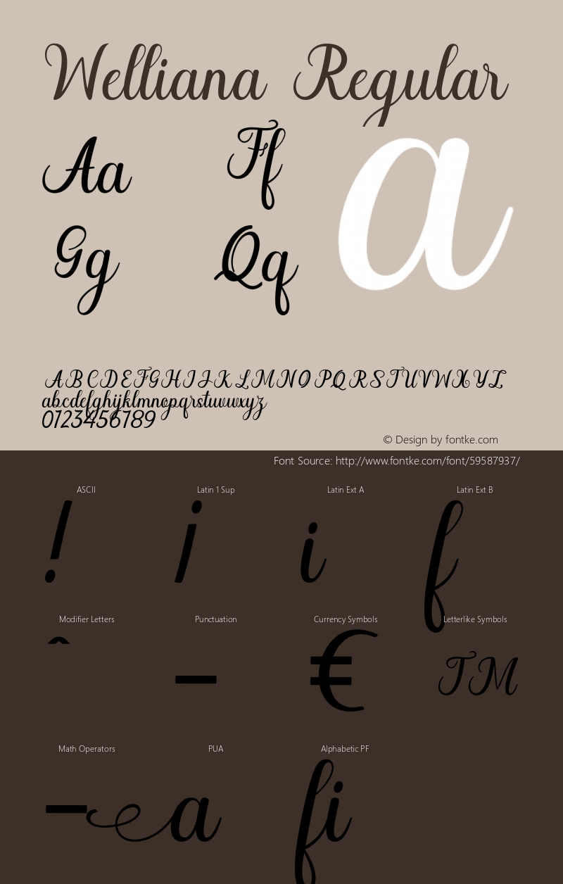 Welliana Version 1.000 Font Sample