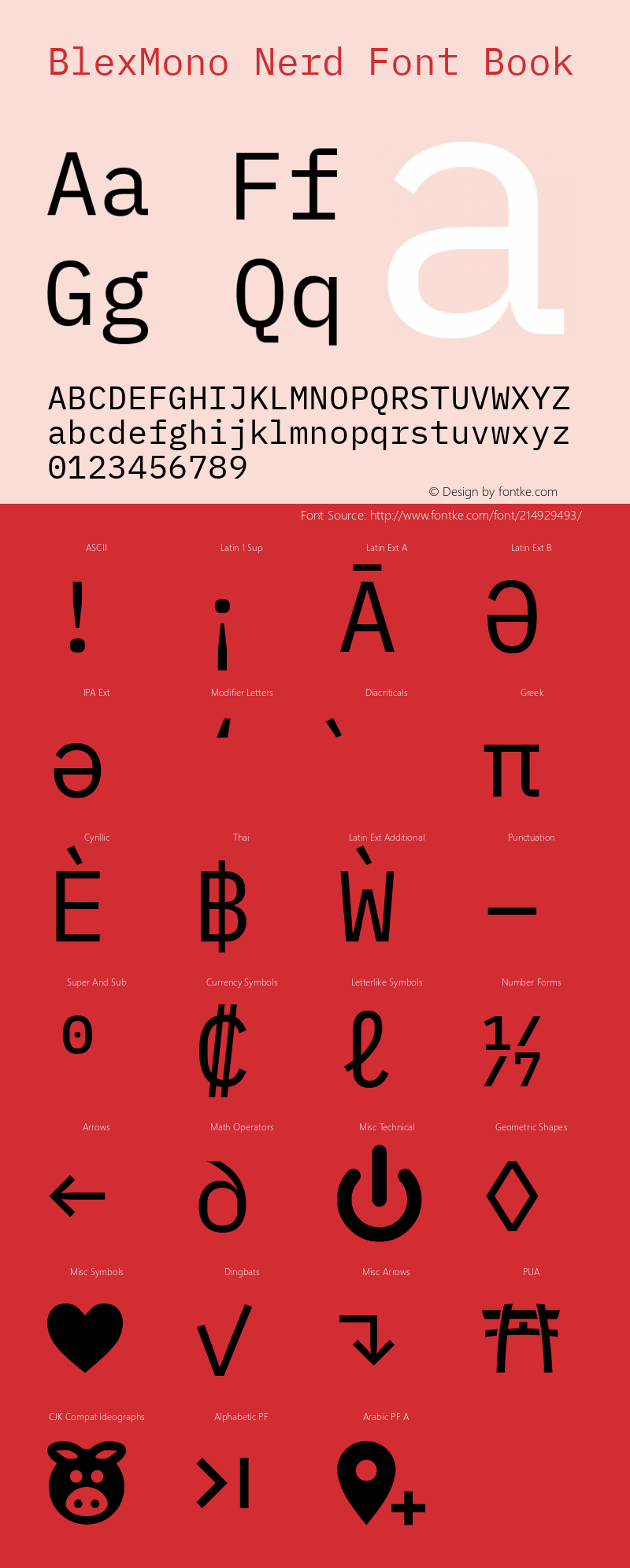 Blex Mono Nerd Font Complete Version 2.000;Nerd Fonts 2.1.0图片样张
