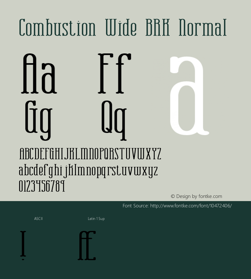 Combustion Wide BRK Normal Version 1.50 Font Sample