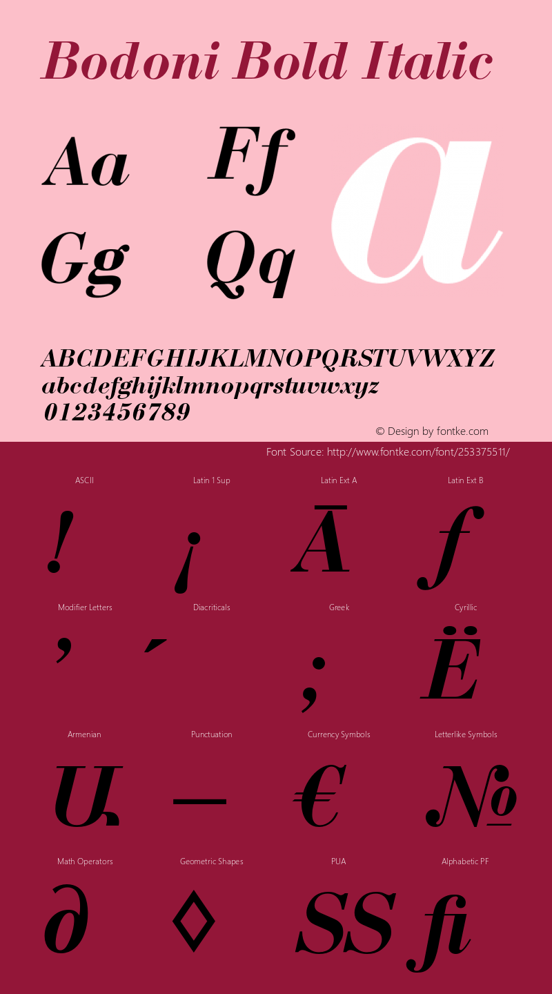 Bodoni Bold Italic Version 1.000;PS 001.001;hotconv 1.0.38图片样张