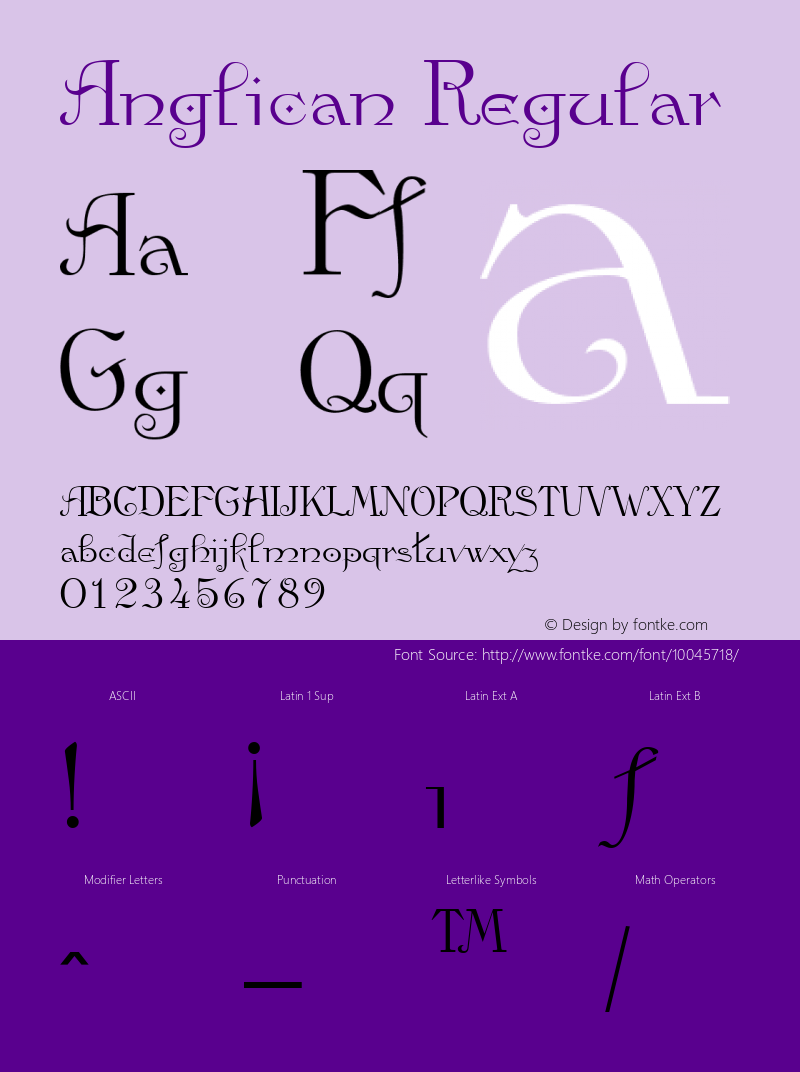 Anglican Regular From the WSI-Fonts Professional Collection Font Sample